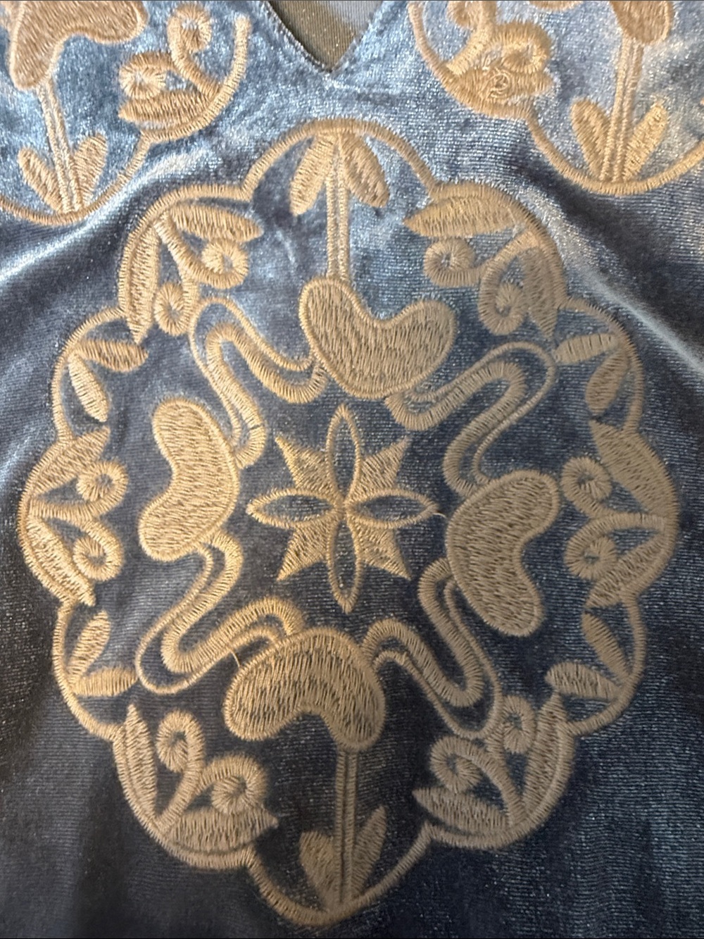 Brand new THML Grey Velvet Top with Gold Embroidery XS - Picture 2 of 5
